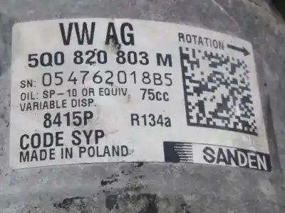 Peça sobressalente para automóvel em segunda mão compressor de ar condicionado a/a a/c por volkswagen crafter kasten (sy) kasten 30 mittlerer radstand mit hochdach fwd referências oem iam 5q0820803m  054762018b5