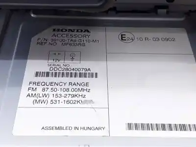 Second-hand car spare part audio system / radio cd for honda civic ix (fk) 1.6 i-dtec (fk3) oem iam references mf633rg e3-b5-9-4 39100taag110