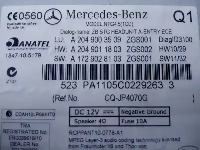 Piesă de schimb auto la mâna a doua sistem de navigare gps pentru mercedes-benz clase c (w204) lim. c 220 cdi blueefficiency (204.002) referințe oem iam a2049007508 e3-a1-10-7 
