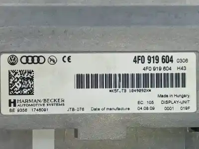 Pezzo di ricambio per auto di seconda mano sistema di navigazione gps per audi a5 coupe (8t) 2.0 tfsi (132kw) riferimenti oem iam 4f0919604  8t0919609f