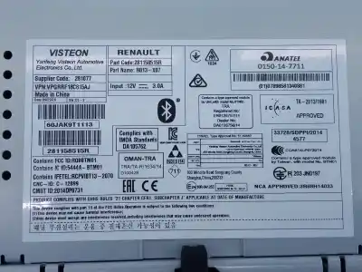 Second-hand car spare part audio system / radio cd for dacia dokker express ambiance oem iam references 281158515r e2-a1-39-3 