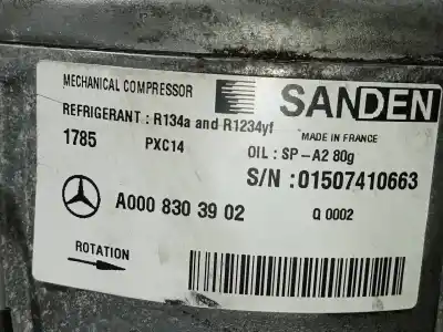 Peça sobressalente para automóvel em segunda mão compressor de ar condicionado a/a a/c por mercedes clase c (w205) lim. c 220 cdi bluetec (205.004) referências oem iam a0008303902 p3-a2-3-5 01507410663