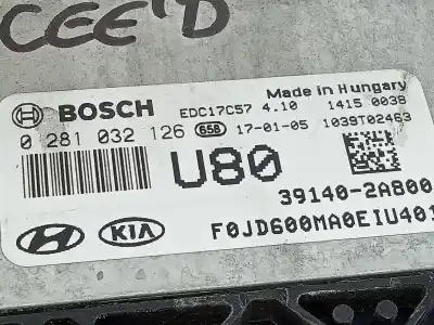 Peça sobressalente para automóvel em segunda mão centralina de motor uce por kia cee´d drive referências oem iam 391402a800  0281032126