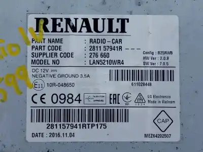 Автозапчасти б/у gps-навигационная система за renault clio iv dynamique ссылки oem iam 281157941r e2-a3-13-2 281157941rtp175