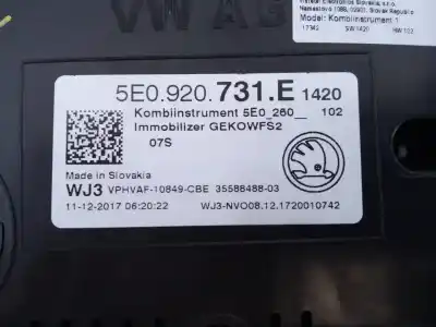 Автозапчастина б/у панель інструментів для skoda octavia lim. (5e3) ambition посилання на oem iam 5e0920731e e2-a1-15-3 
