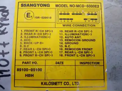 Автозапчасти б/у аудиосистема / радио cd за ssangyong kyron 200 xdi limited ссылки oem iam 10r020519 e3-a3-14-3 