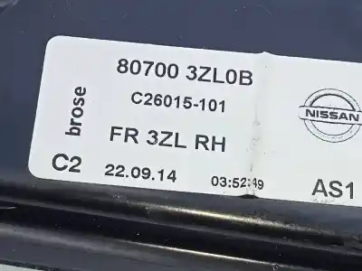 Автозапчастина б/у регулятор переднього правого скла для nissan pulsar (c13) acenta посилання на oem iam 807003zl0b e2-a4-53-2 140526c22008100