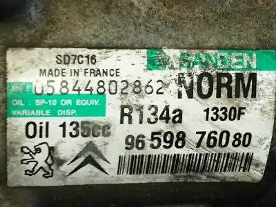 Pezzo di ricambio per auto di seconda mano compressore aria condizionata per citroen c4 picasso exclusive riferimenti oem iam 9659876080 p3-b2-7-1 05844802862