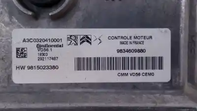 Автозапчасти б/у блок управления двигателем за peugeot 208 ii (ub_, up_, uw_, uj_) 1.2 puretech 100 ссылки oem iam 9834609880 e3-b2-25-1 9815023380
