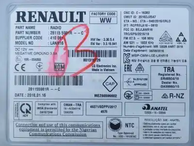 Автозапчастина б/у gps навігаційна система для renault megane iv fastback (b9a/m/n_) 1.2 tce 100 (b9ms) посилання на oem iam 281155981r e2-a1-18-1 