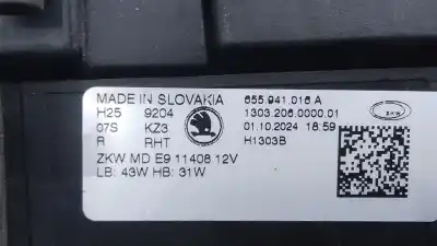 Автозапчасти б/у правая фара за skoda scala (nw1) 1.5 tsi ссылки oem iam 655941016a e1-a5-15-1 