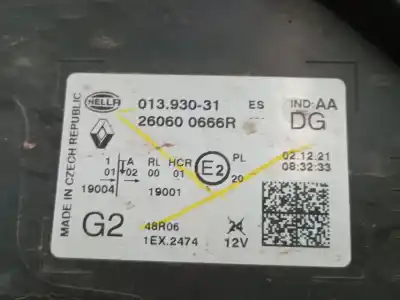 Peça sobressalente para automóvel em segunda mão farol / farolim esquerdo por renault captur ii (hf_) e-tech 160 referências oem iam 260600666r  