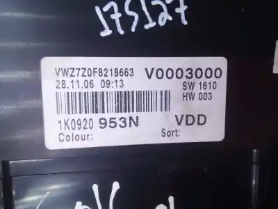 Pièce détachée automobile d'occasion COMPTEUR DE VITESSE TABLEAU DE BORD pour VOLKSWAGEN GOLF V BERLINA (1K1)  Références OEM IAM 1K0920953N V0003000 96019077