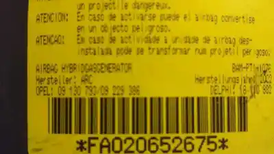 Pezzo di ricambio per auto di seconda mano air bag anteriore sinistro per opel corsa c corsa c (2003 - 2007) riferimenti oem iam 09130793  
