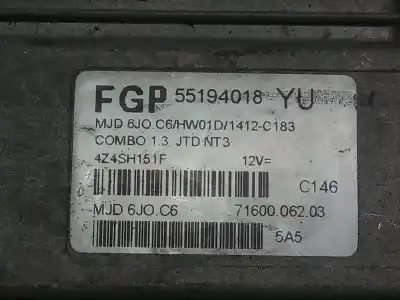 Second-hand car spare part ecu engine control for opel combo 1.3 cdti 16v oem iam references 55194018yu  4z4sh151f