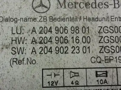 Gebrauchtes Autoersatzteil audiosystem / radio-cd zum mercedes-benz clase c (w204) berlina c 180 kompressor blueefficiency (204.044) oem-iam-referenzen a2049069801  a2049061600