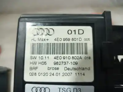 Peça sobressalente para automóvel em segunda mão motor elevador vidro traseiro esquerdo por audi a8 (4e2) 4.2 fsi quattro 350 cv / 257 kw referências oem iam 4e0959801d 4e0959801 4e0959801d
