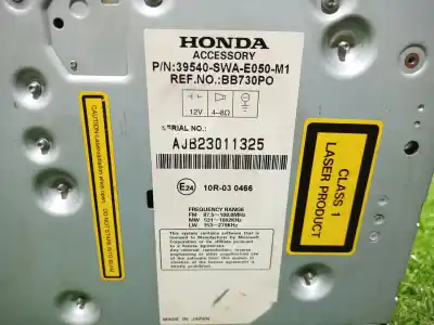 Second-hand car spare part audio system / radio cd for honda cr-v (re) executive oem iam references 39540swae050m1 bb730po 10r030466
