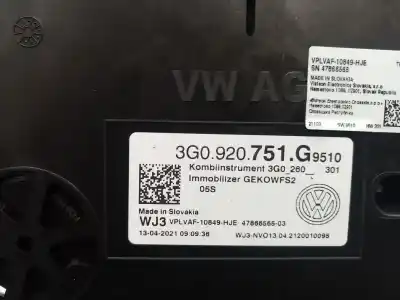Автозапчастина б/у панель інструментів для volkswagen passat b8 variant (3g5, cb5) 2.0 tdi 4motion посилання на oem iam 3g0920751g 3g0920751g 3g0920751g