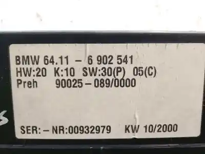 Second-hand car spare part heating / air conditioning control panel for bmw 5 (e39) 523 i oem iam references 64116902541 0890000 00932979