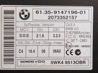 Second-hand car spare part electronic module for bmw 1 (e81) 120 d oem iam references 5wk49513obr 6135914719601 2073352157
