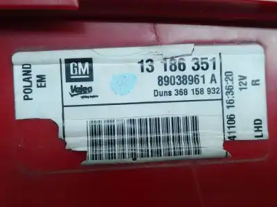Pezzo di ricambio per auto di seconda mano luci posteriori destra per opel corsa d cmon riferimenti oem iam 13186351 89038961a 368158932