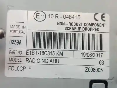 Second-hand car spare part audio system / radio cd for ford c-max ii (dxa/cb7, dxa/ceu) 1.0 ecoboost oem iam references e1110r048415  e1110r048415