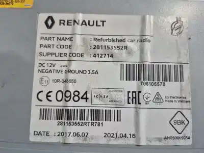 Pezzo di ricambio per auto di seconda mano display multifunzione per renault clio iv (bh_) 0.9 tce 90 riferimenti oem iam 281153552r 281153552r e1110r048650