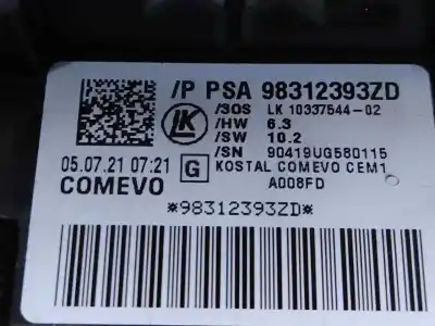 Peça sobressalente para automóvel em segunda mão comandos de alavanca por citroen jumpy fugón cityvan xs 120 cv / 88 kw referências oem iam 98312393zd  