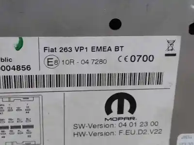 Peça sobressalente para automóvel em segunda mão sistema de áudio / rádio cd por fiat doblo active referências oem iam 263vp1emeabt  estantería 49