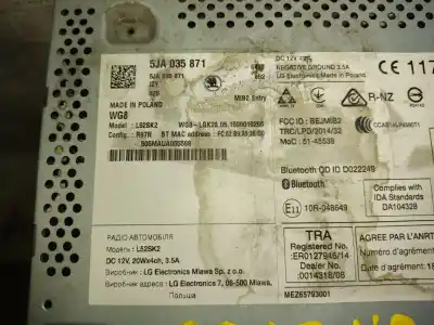 Peça sobressalente para automóvel em segunda mão sistema de áudio / rádio cd por skoda rapid ambition referências oem iam 5ja035871  estantería 78