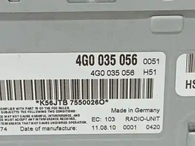 Pièce détachée automobile d'occasion système de navigation gps pour audi q7 (4l) v6 3.0 tdi (176kw) ambiente références oem iam 4g0035056  