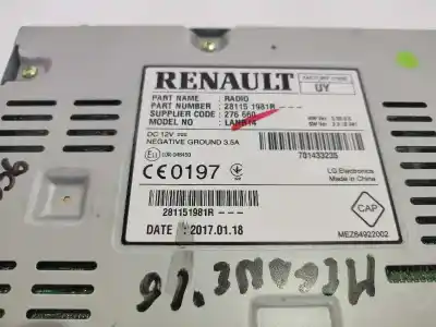 Pièce détachée automobile d'occasion système audio / radiocd pour renault megane iv berlina 5p 1.2 tce energy références oem iam 281151981r  