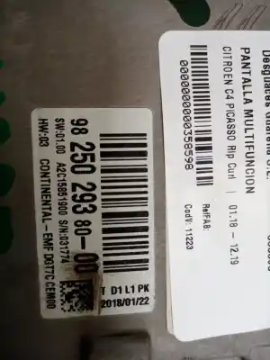 Pezzo di ricambio per auto di seconda mano display multifunzione per citroen c4 picasso rip curl riferimenti oem iam 9825029280 Pezzo di ricambio per auto di seconda mano display multifunzione per citroen c4 picasso rip curl riferimenti oem iam 9825029280