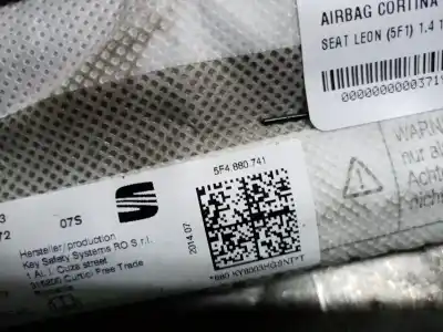 Gebrauchtes Autoersatzteil Vordere Linke Kopfairbag zum SEAT LEON (5F1) 1.4 16V TSI ACT OEM-IAM-Referenzen 5F4880741  