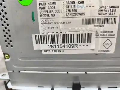 Pezzo di ricambio per auto di seconda mano impianto audio / radio cd per renault captur zen riferimenti oem iam 281154109r  