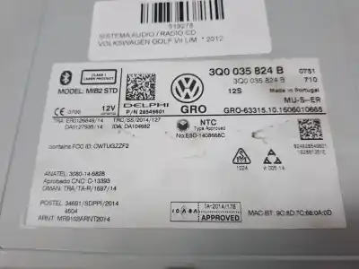 Piesă de schimb auto la mâna a doua sistem audio / cd radio casetofon pentru volkswagen golf vii lim. 1.0 tsi referințe oem iam 3q0035824b  