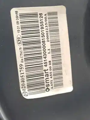 Автозапчастина б/у гальмівний серво для smart fortwo cabrio 1.0 cat посилання на oem iam a4514300008  