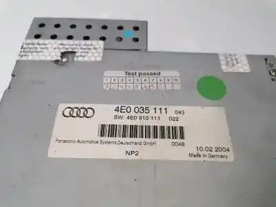 Second-hand car spare part audio system / radio cd for audi a8 d3 (4e2, 4e8) 4.0 tdi quattro oem iam references 4e0035111  