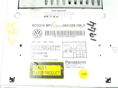 Pièce détachée automobile d'occasion système audio / radiocd pour volkswagen golf vi variant (aj5) 1.6 tdi dpf références oem iam 3c8057195x  1k0035156a