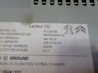 Peça sobressalente para automóvel em segunda mão sistema de áudio / rádio cd por citroen ds5 1.6 blue-hdi fap referências oem iam   9805593680