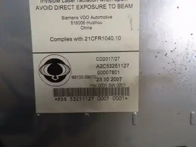 Peça sobressalente para automóvel em segunda mão sistema de áudio / rádio cd por ssangyong actyon 2.0 td cat referências oem iam  a2c53251127 8910009070