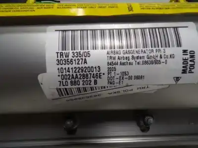 Автозапчастина б/у передня права подушка безопасности для porsche cayenne (typ 9pa) 3.2 v6 cat посилання на oem iam 95580307101 002aa288746e 7l0880202b