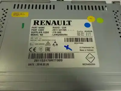 Second-hand car spare part audio system / radio cd for renault captur i (j5_, h5_) 1.2 tce 120 oem iam references 281153626r  281153178r