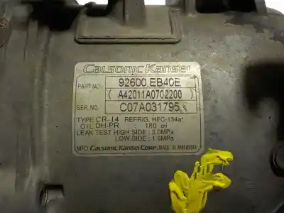 Second-hand car spare part air conditioning compressor for nissan navara pick-up (d40m) 2.5 dci cat oem iam references 92600eb40e  92600eb40e
