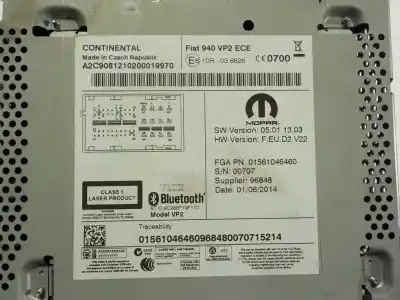 Автозапчастина б/у аудіо система / радіо cd для alfa romeo giulietta (191) 1.4 turbo cat посилання на oem iam 156104646  05011303