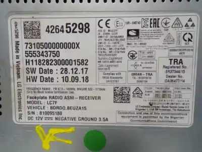 Second-hand car spare part audio system / radio cd for opel corsa d (s07) 1.4 (l08 l68) oem iam references 42518020  42645298