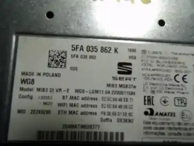 Автозапчастина б/у gps навігаційна система для cupra formentor (km7, kmp) 1.5 tsi посилання на oem iam 5fa035862k  5fa035862k