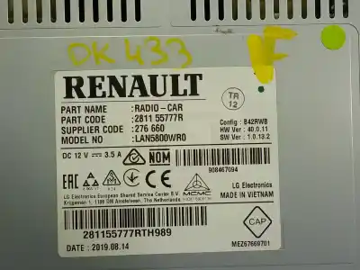 Pezzo di ricambio per auto di seconda mano impianto audio / radio cd per dacia duster 1.5 dci diesel fap cat riferimenti oem iam 281155777r 276660 281155777r