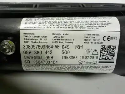 Peça sobressalente para automóvel em segunda mão airbag traseiro lado direito por porsche macan (typ ) s referências oem iam 95b8804425q0  95b8804425q0